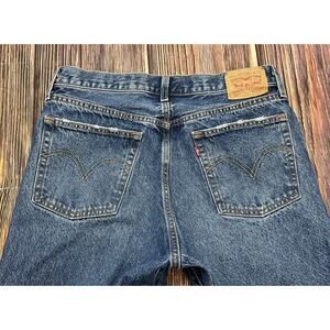 Levis Jeans Womens 30x30 Blue Skinny Dark Wash 501 Button Fly Distressed